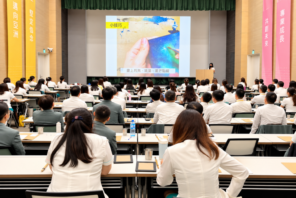 企業研習講堂進行星空畫創作示範